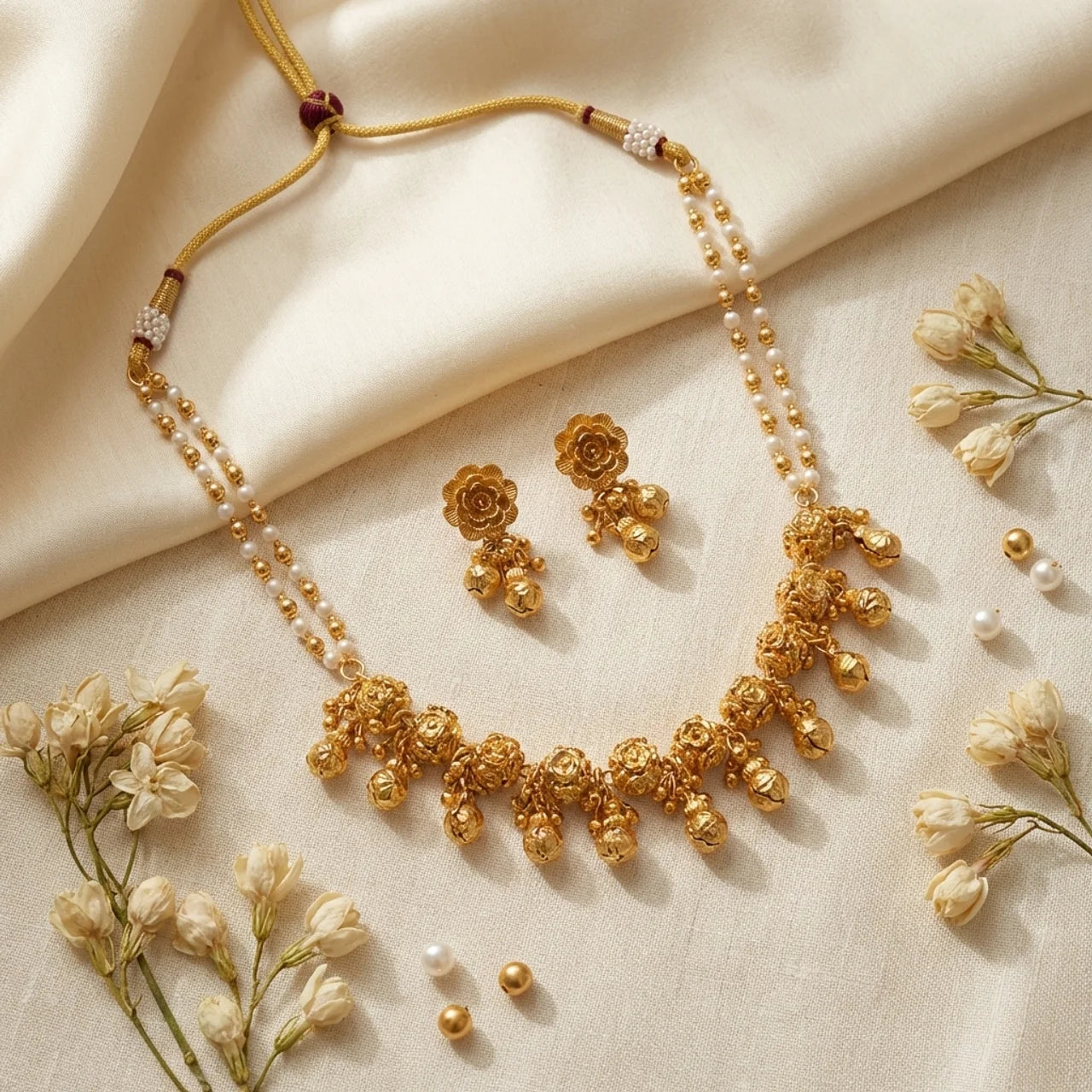 Ayra -Traditional Gunghroo Temple Style Necklace Set