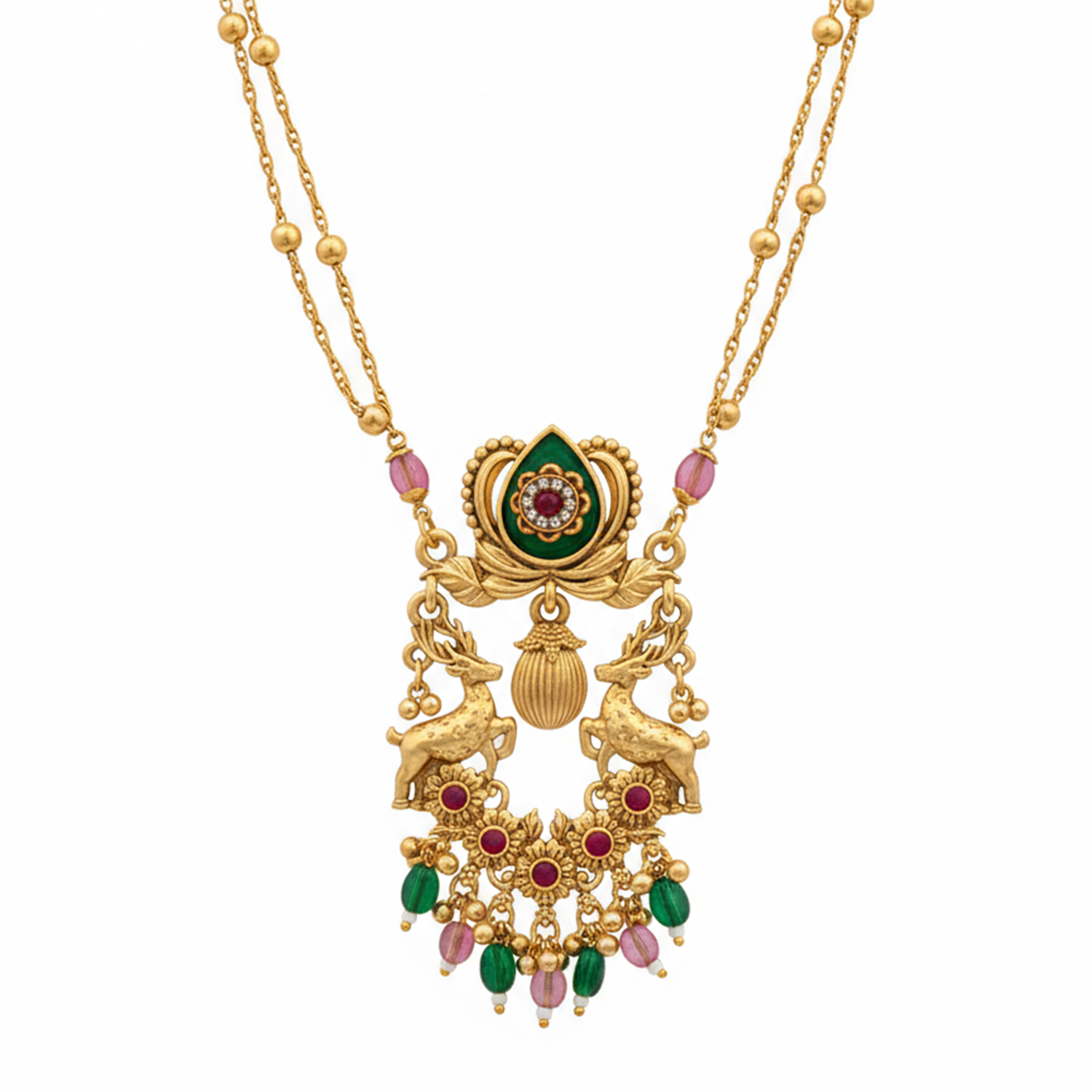 Sundari- Traditional Gold-Plated Temple Jewelry Necklace Set