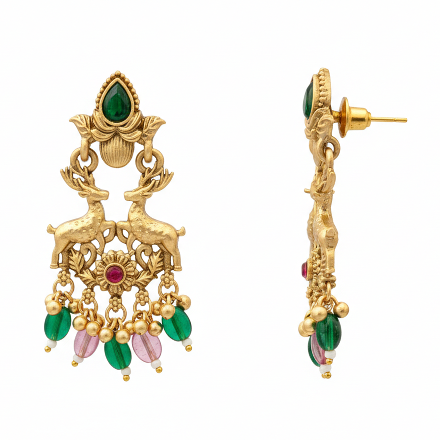 Sundari- Traditional Gold-Plated Temple Jewelry Necklace Set