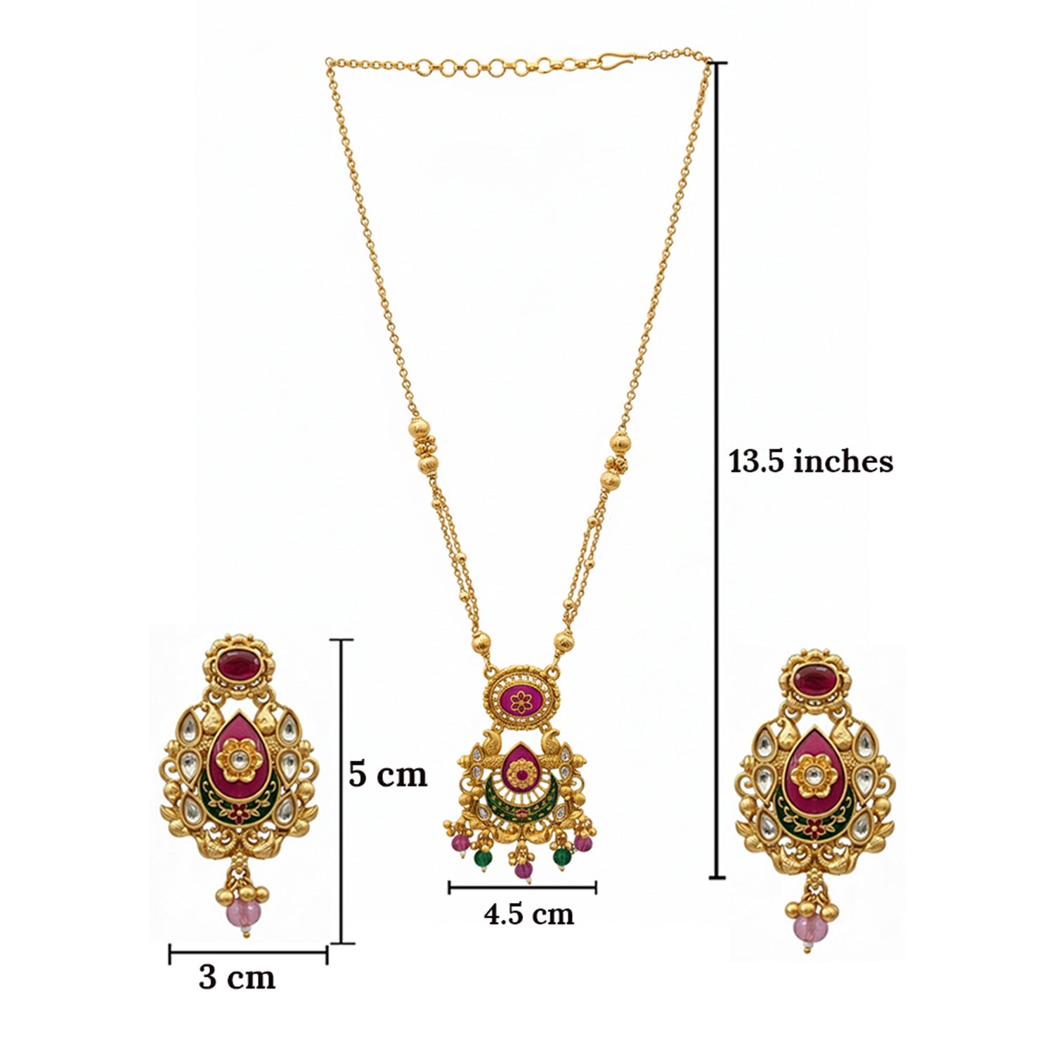 Harika- Antique Gold-Plated Kundan Meenakari Necklace Set