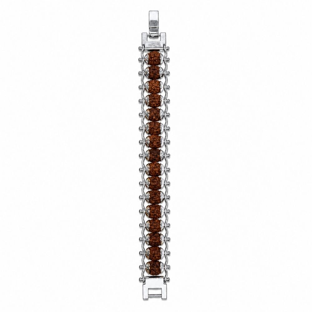 Adhray- Traditional Silver-Tone Rudraksha Bracelet for Men