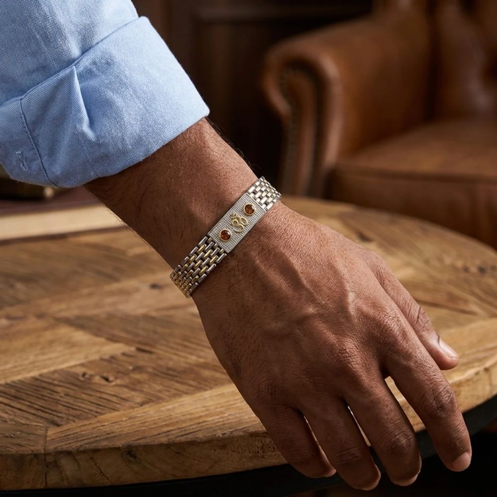 Shairv- Om Symbol Gold & Silver Bracelet for Men