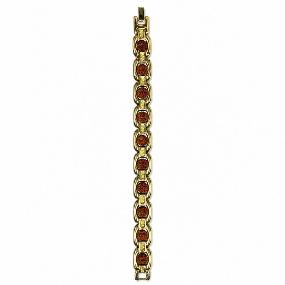 Ishvith- Gold-Tone Rudraksha Bracelet for Men