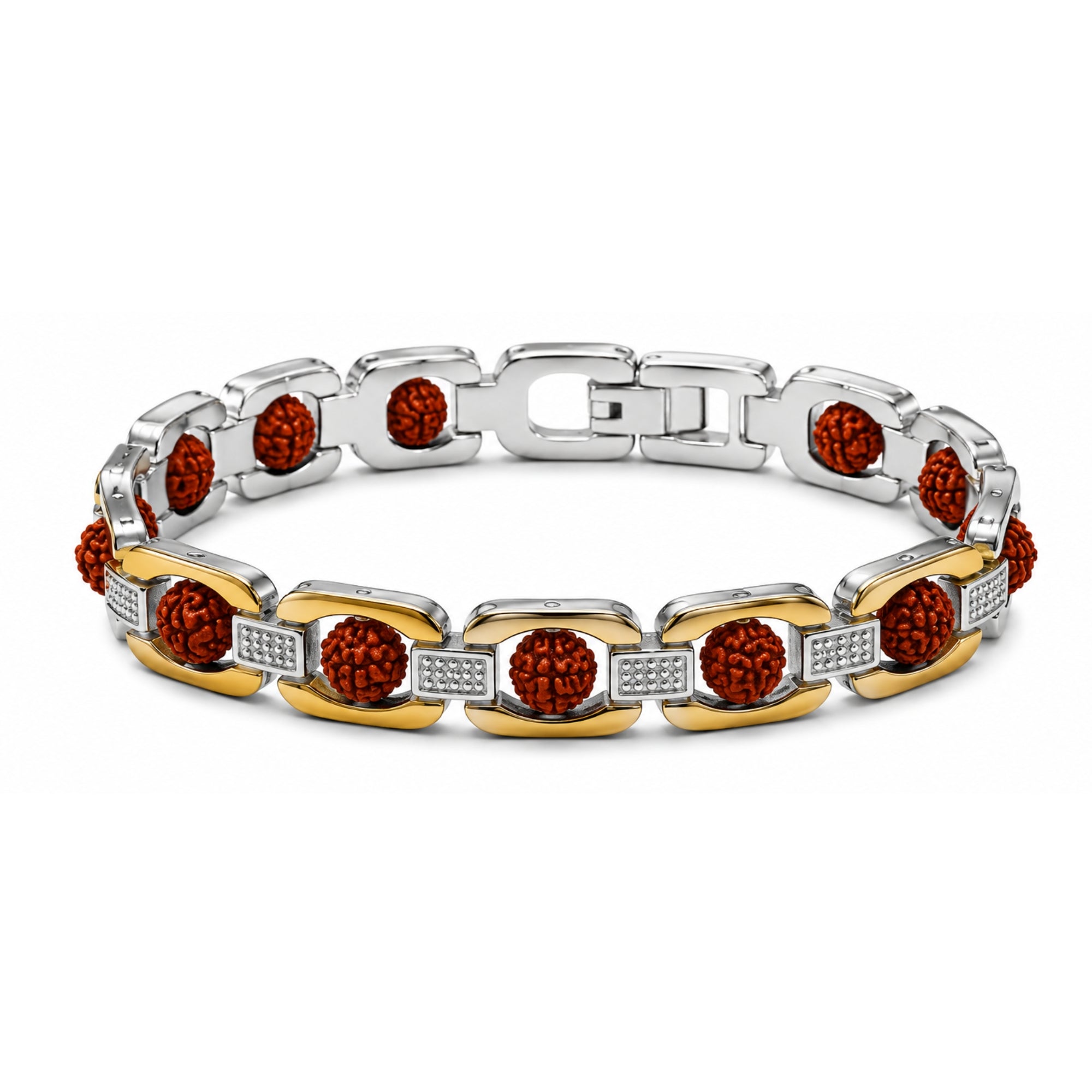 Ishvith- Gold & silver Dual Tone Rudraksha Bracelet for Men