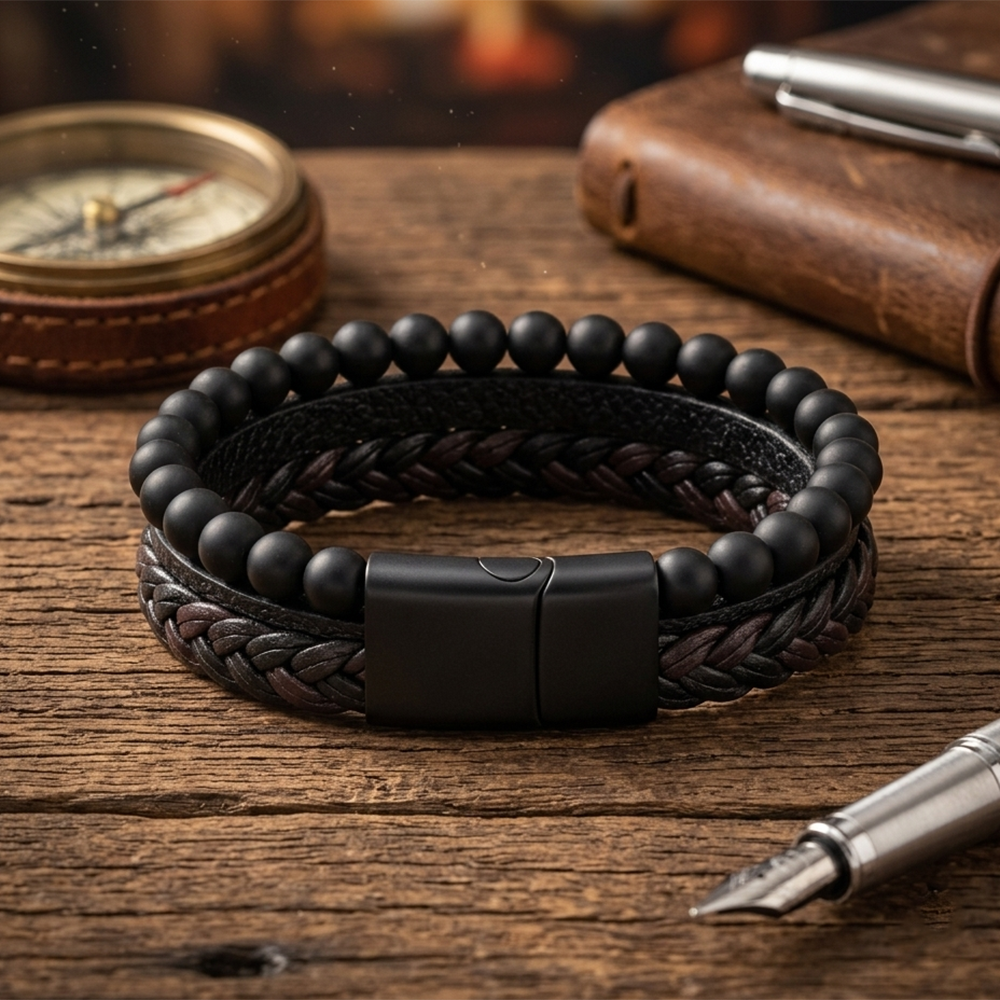 Rishit- Men's Wraparound Leather Bracelet