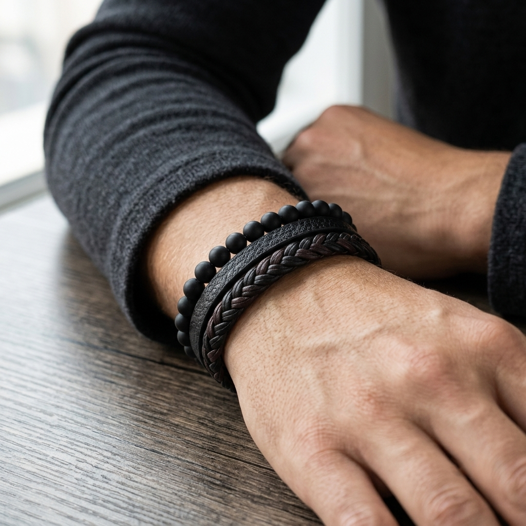 Rishit- Men's Wraparound Leather Bracelet