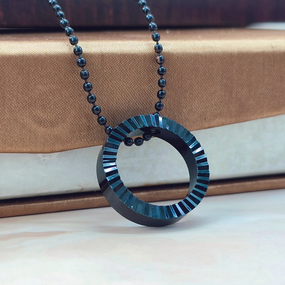 Maddie- Matte Black Engraved Ring Necklace