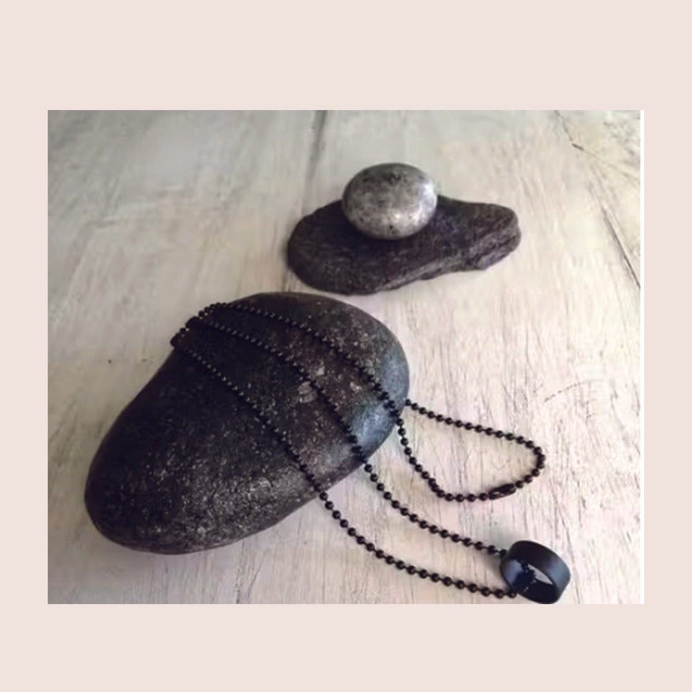 Maddie- Matte Black Engraved Ring Necklace