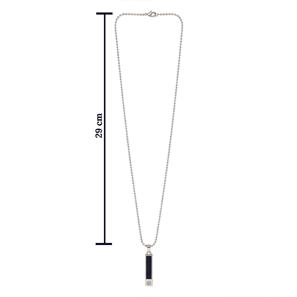 Peter- Men's Sleek Onyx-Style Vertical Bar Pendant.