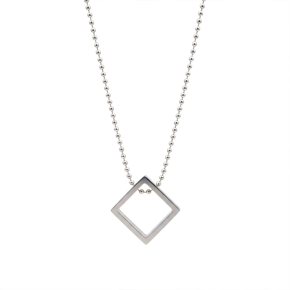Nico- Minimalist Hollow Square Frame Pendant Necklace