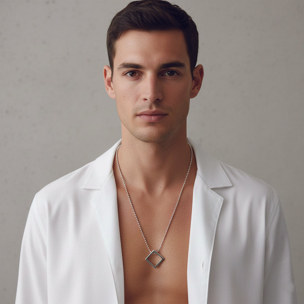 Nico- Minimalist Hollow Square Frame Pendant Necklace