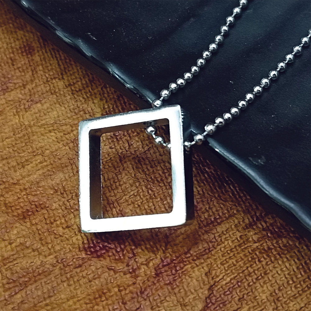 Nico- Minimalist Hollow Square Frame Pendant Necklace