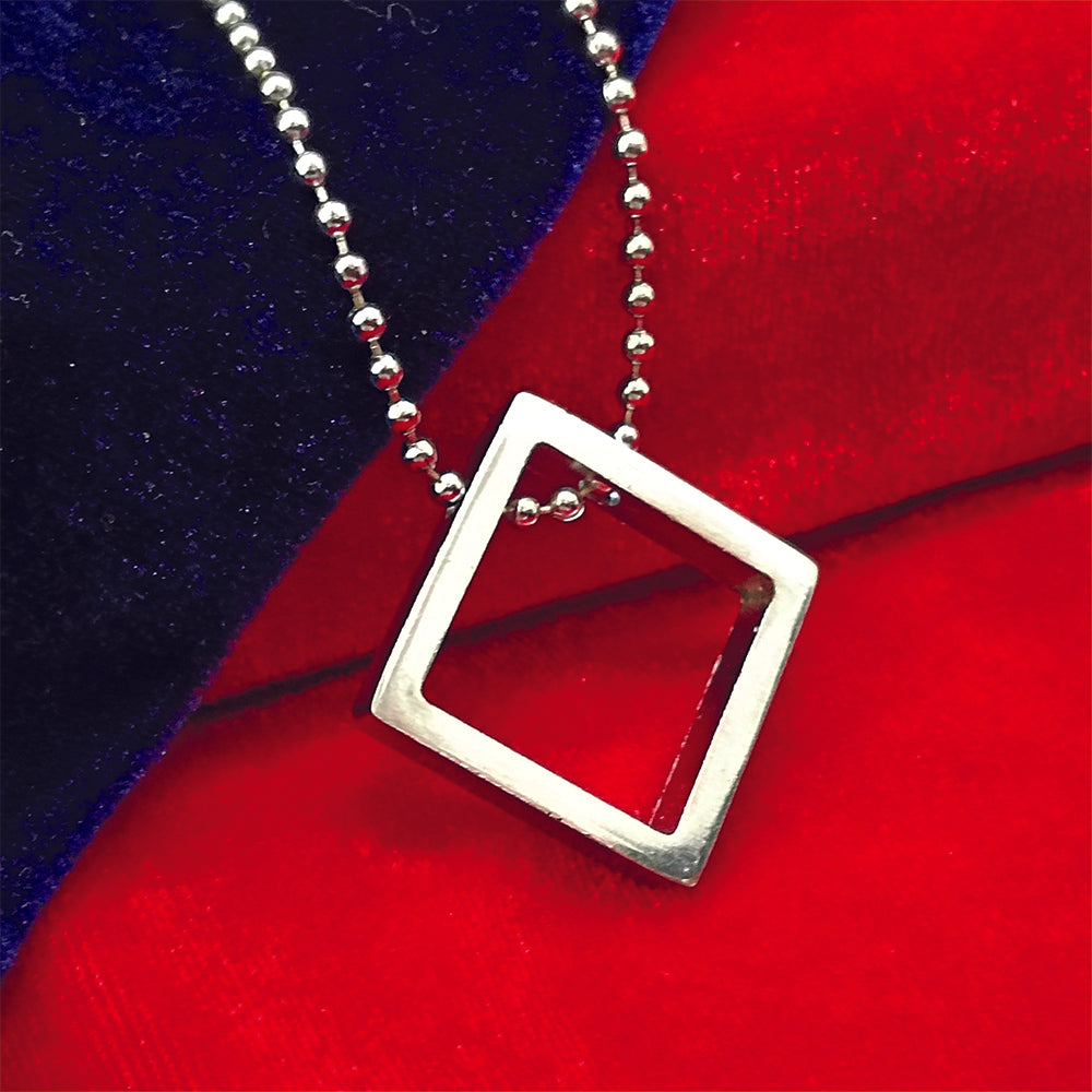 Nico- Minimalist Hollow Square Frame Pendant Necklace