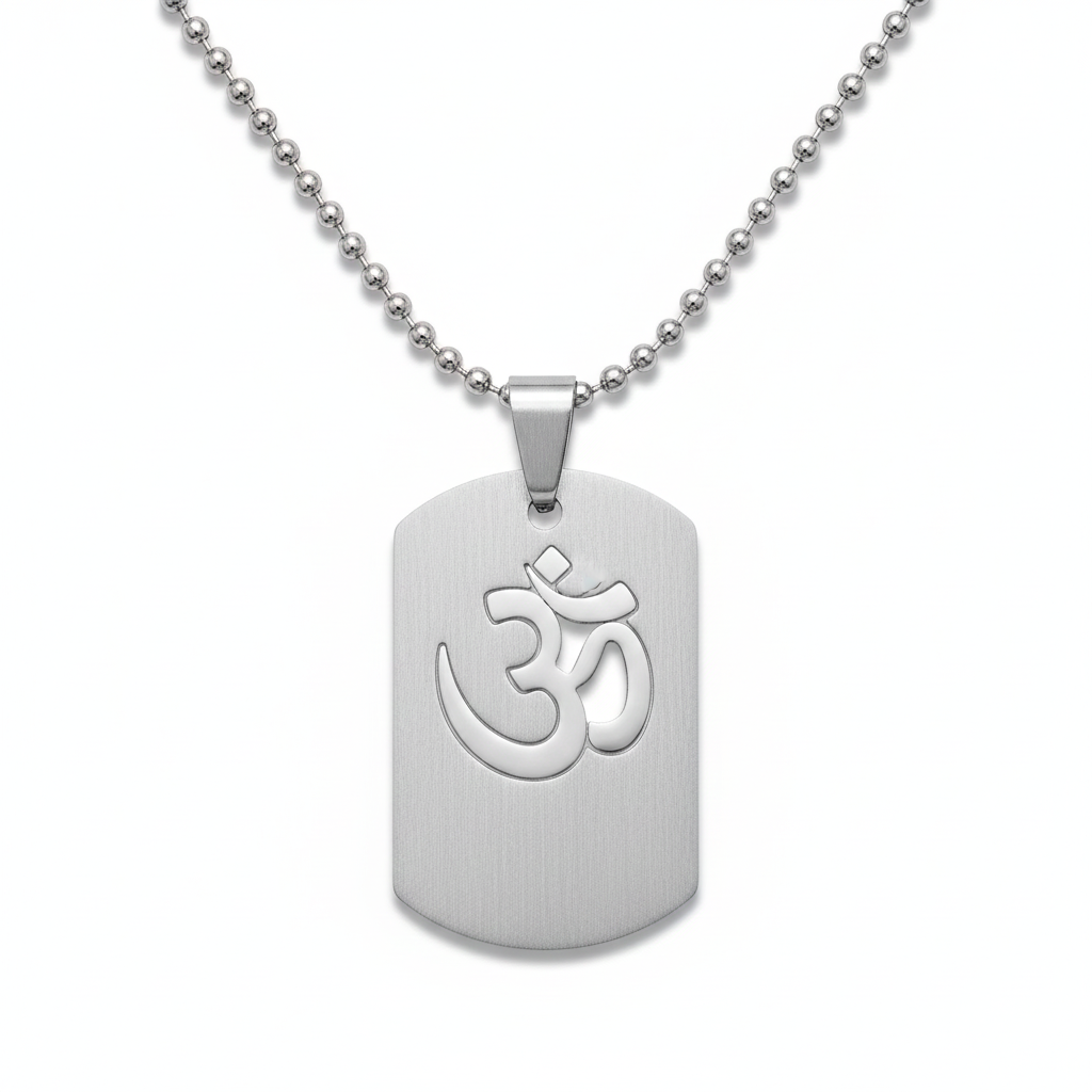 Bhairava- Stainless Steel Om Symbol Cut-Out Pendant