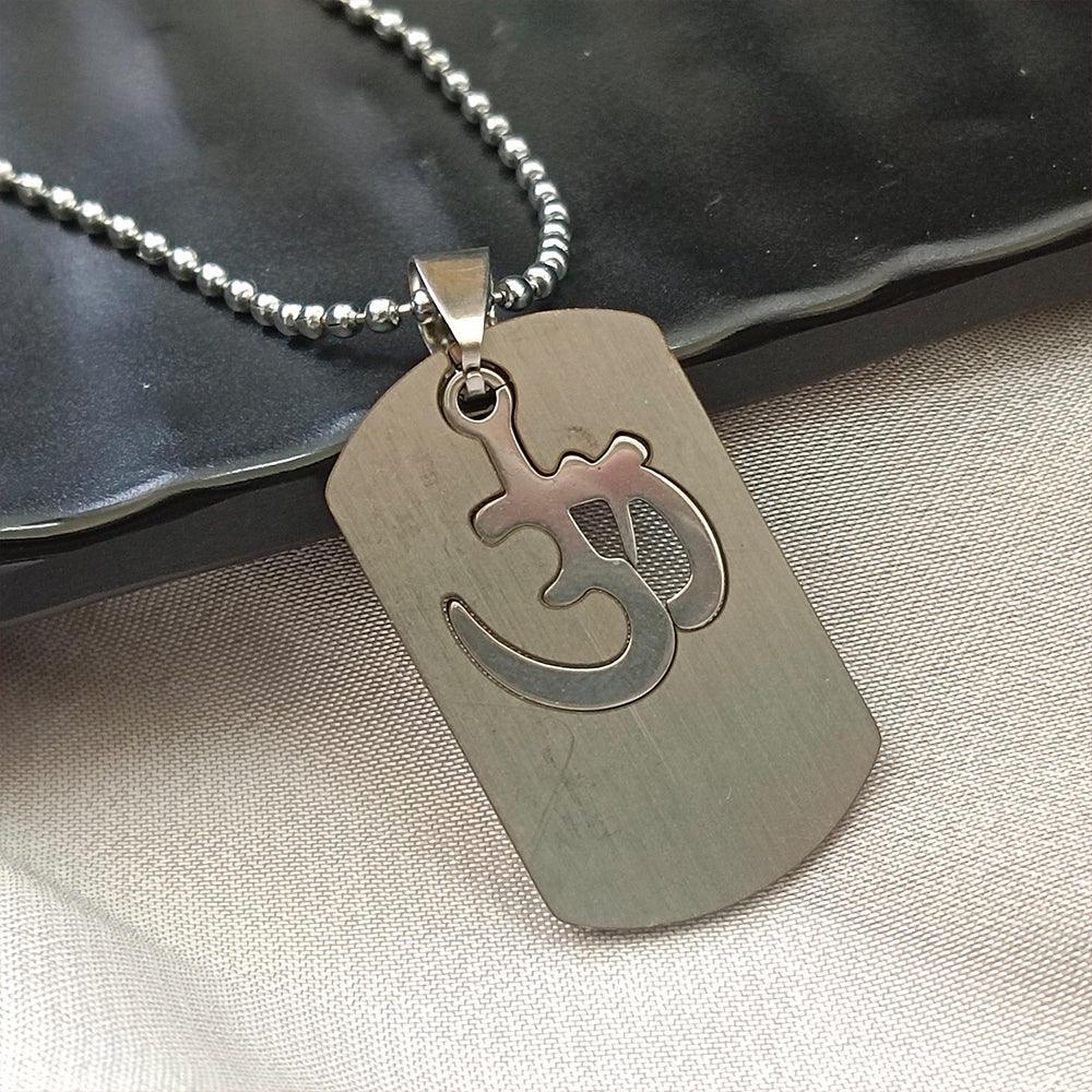 Bhairava- Stainless Steel Om Symbol Cut-Out Pendant