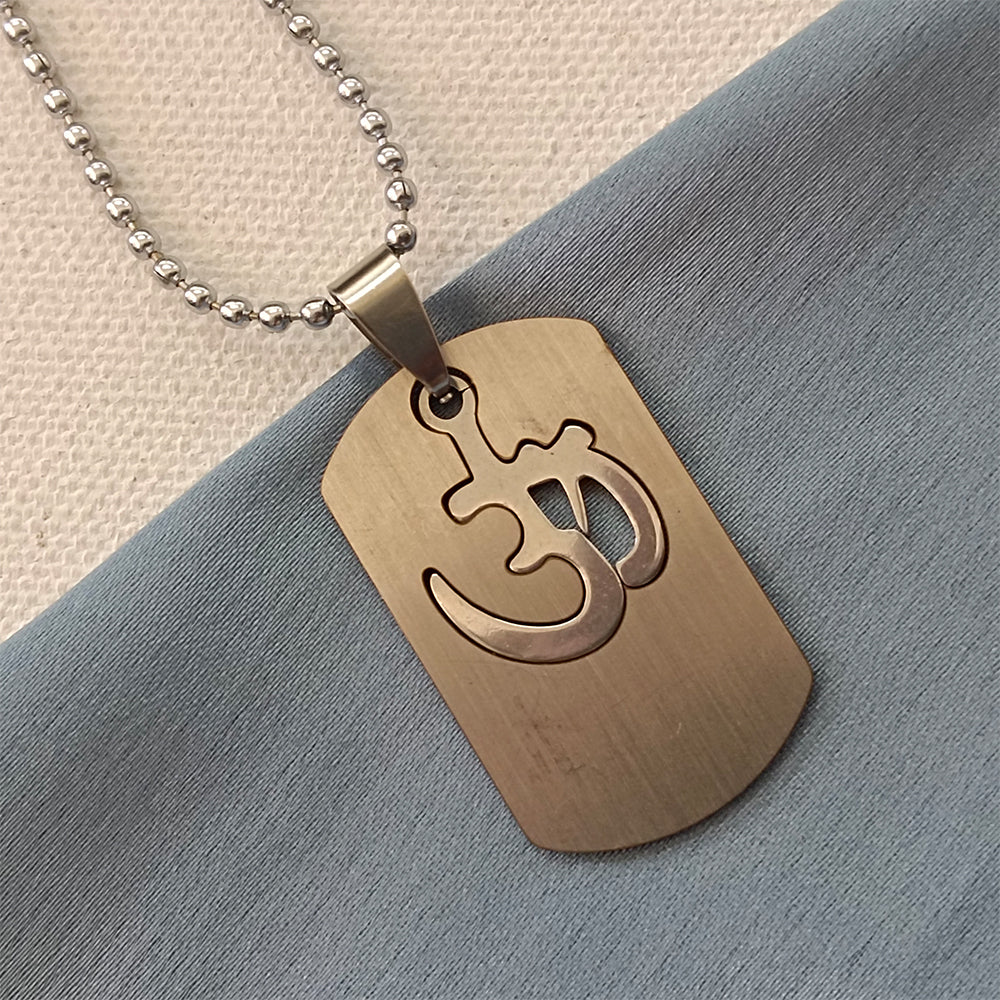 Bhairava- Stainless Steel Om Symbol Cut-Out Pendant