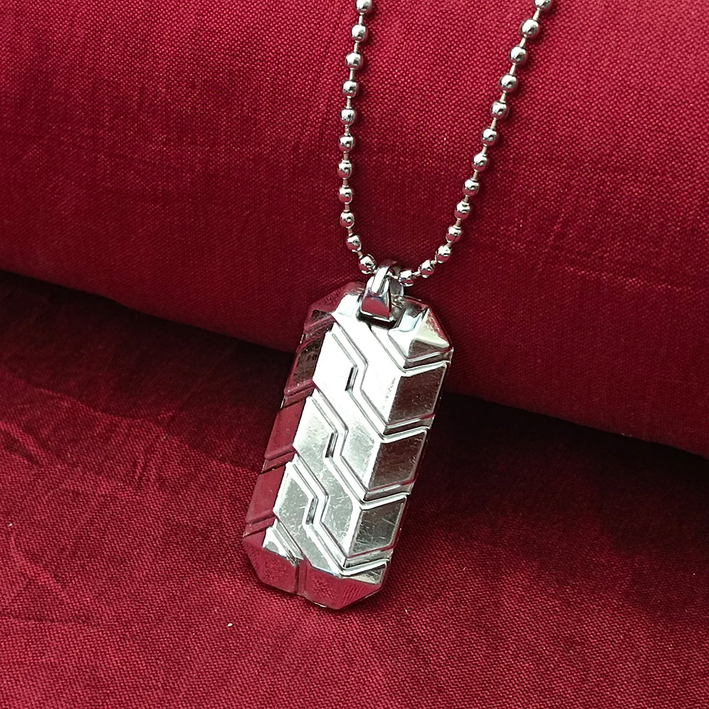 Christian- Sculpted Textured Steel Necklace.