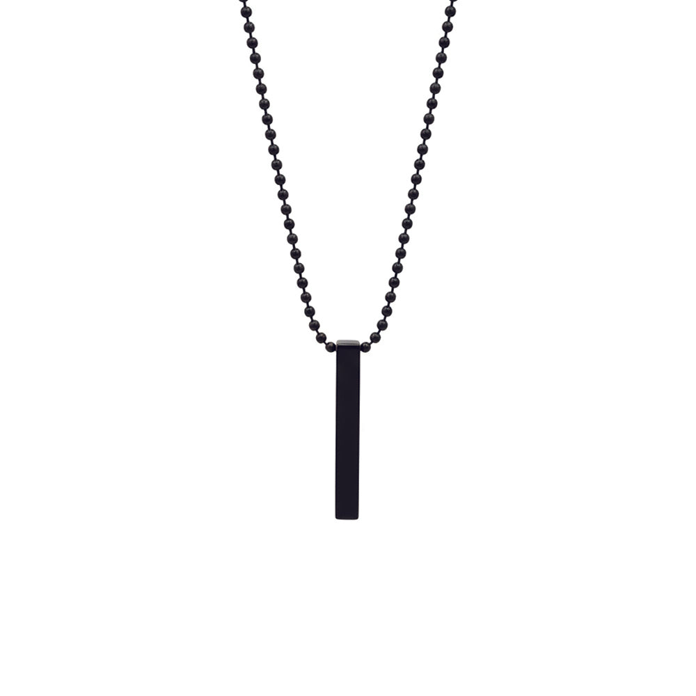 Sam- Onyx Bar Necklace Matte Black Minimalist Pendan