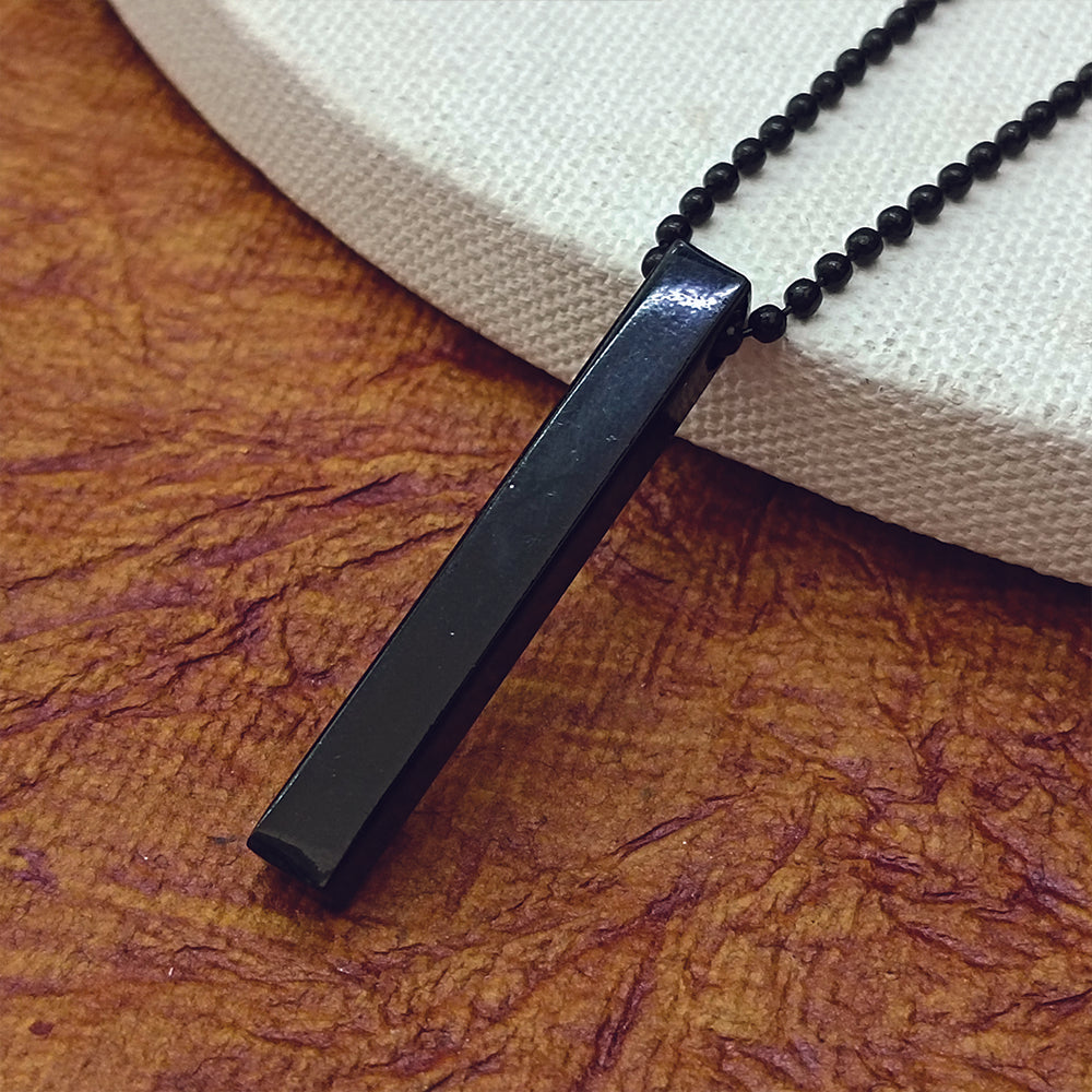 Sam- Onyx Bar Necklace Matte Black Minimalist Pendan