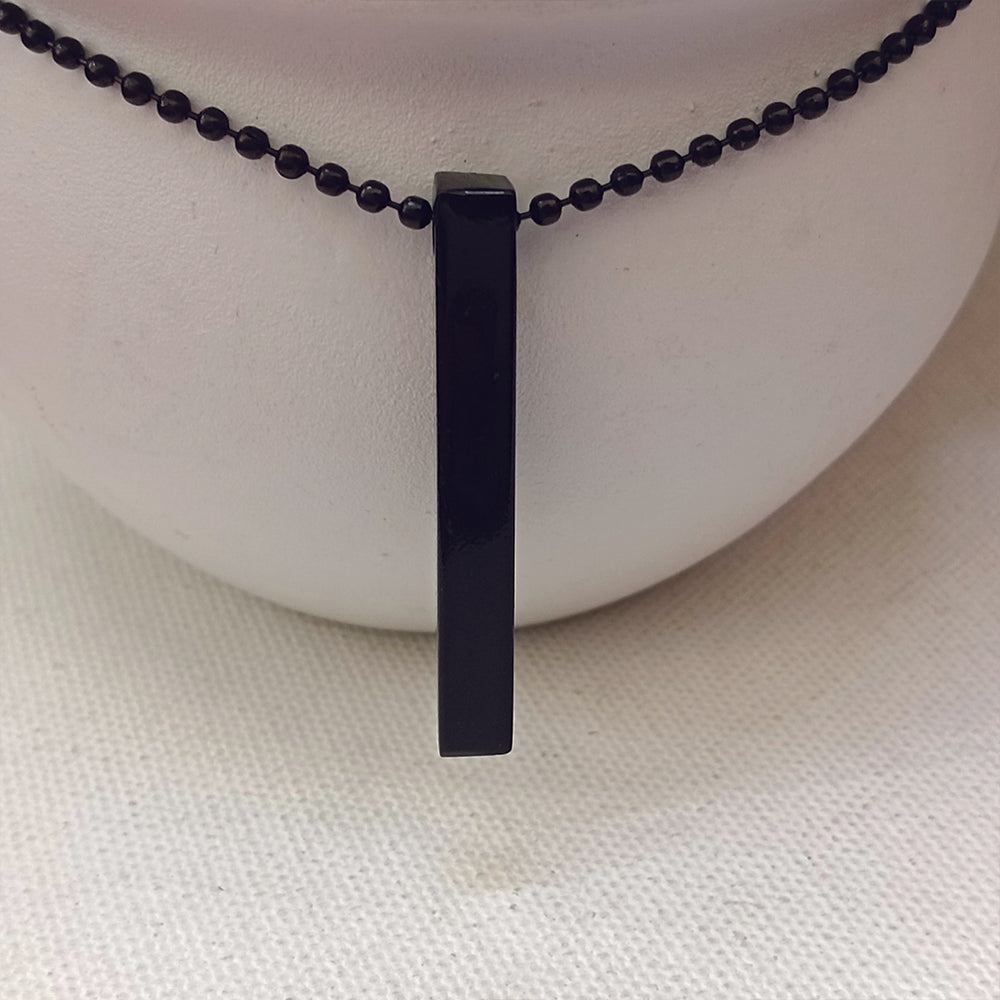 Sam- Onyx Bar Necklace Matte Black Minimalist Pendan