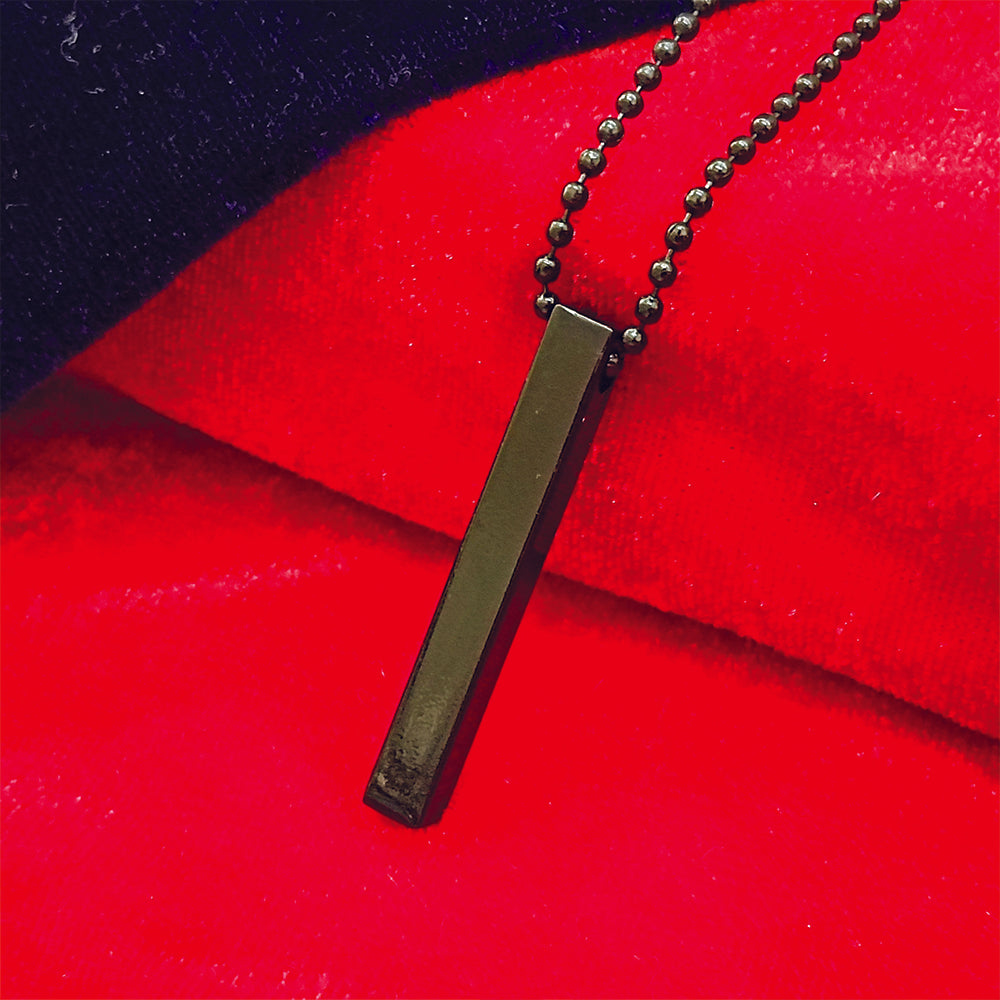 Sam- Onyx Bar Necklace Matte Black Minimalist Pendan