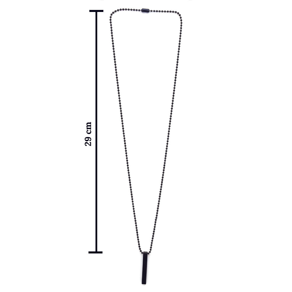 Sam- Onyx Bar Necklace Matte Black Minimalist Pendan
