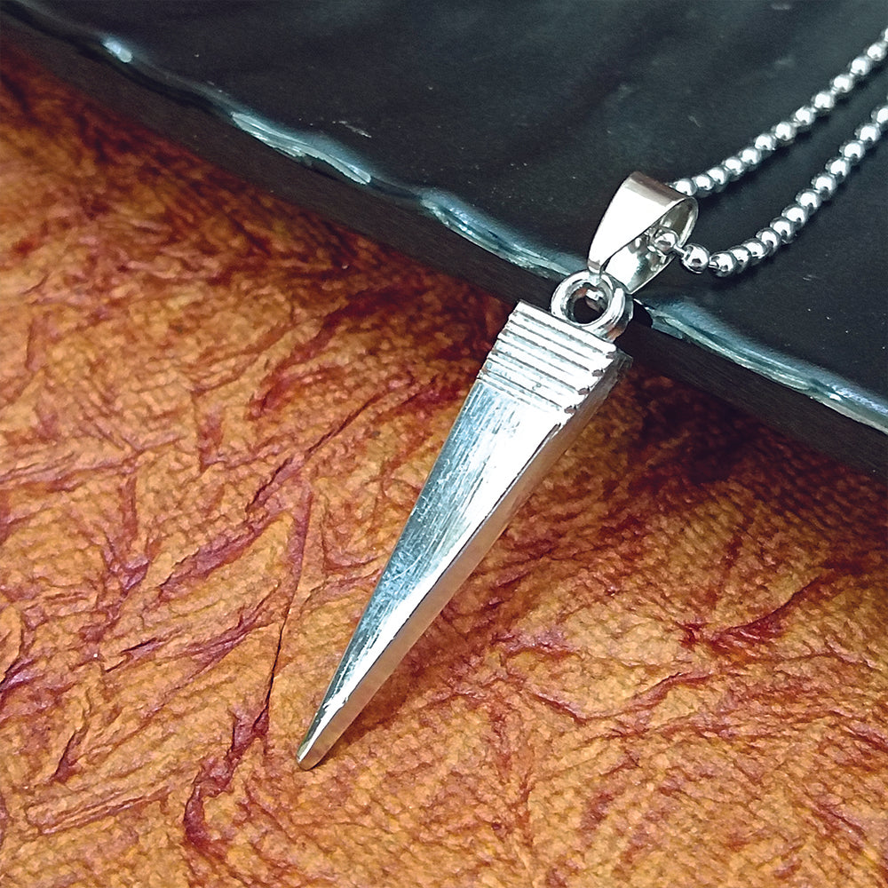 Noah- Men’s Silver Spike Pendant Necklace with Stainless Steel Ball Chain