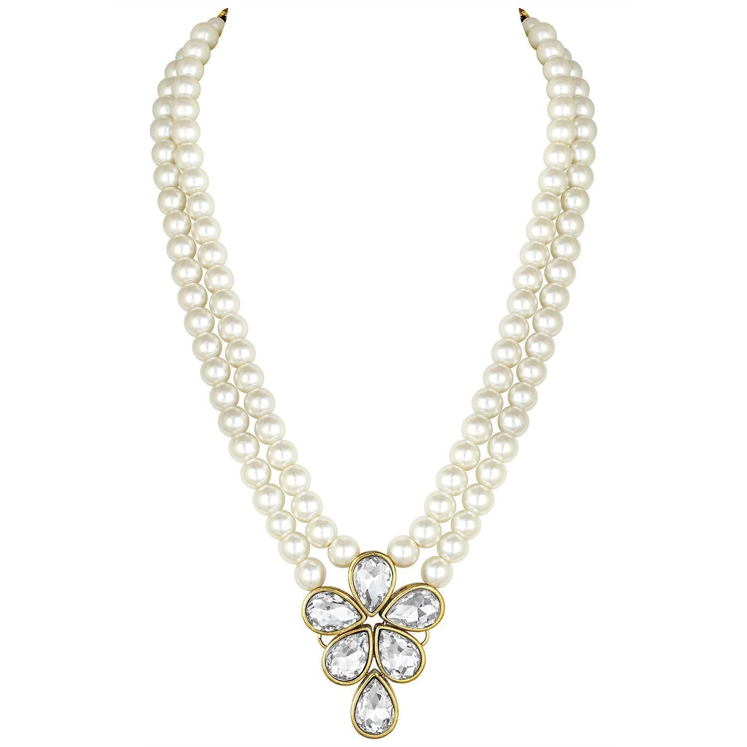 Vakratunda White Pearl & Kundan Mala