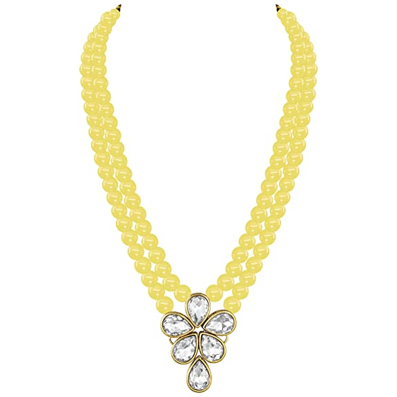 Vakratunda Yellow Pearl & Kundan Mala
