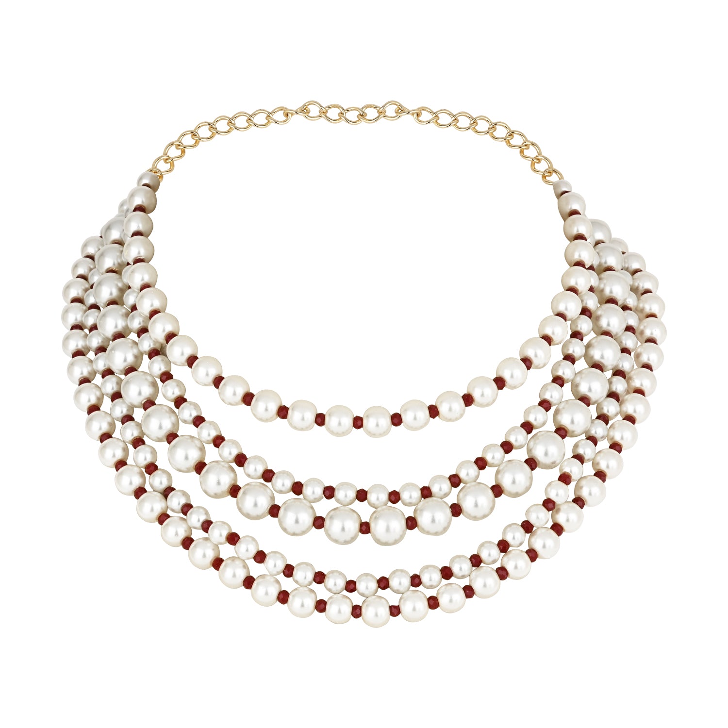 ISHA Maroon Pearl Necklace Set