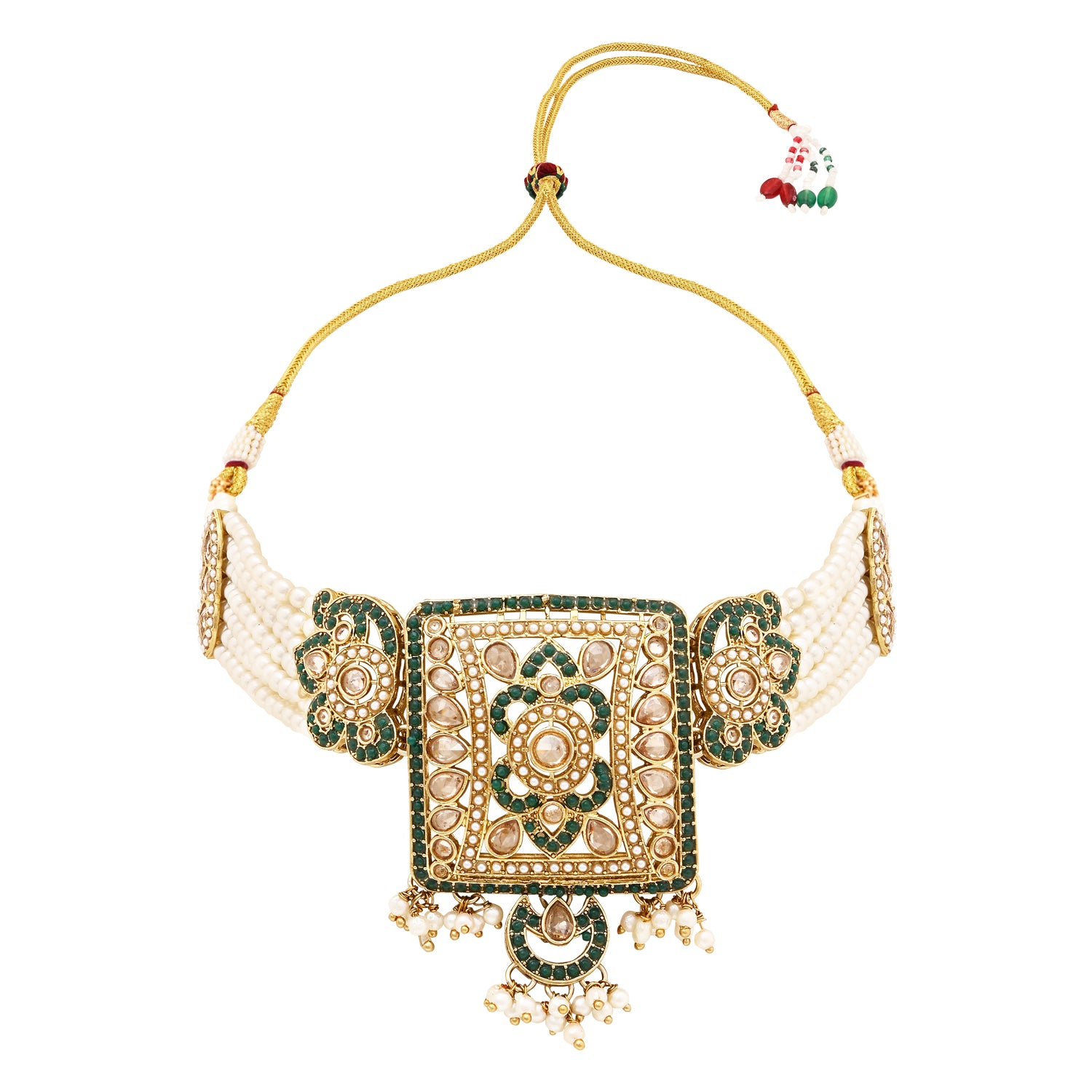 Pearl Choker with Antique Kundan Work- Festive Look