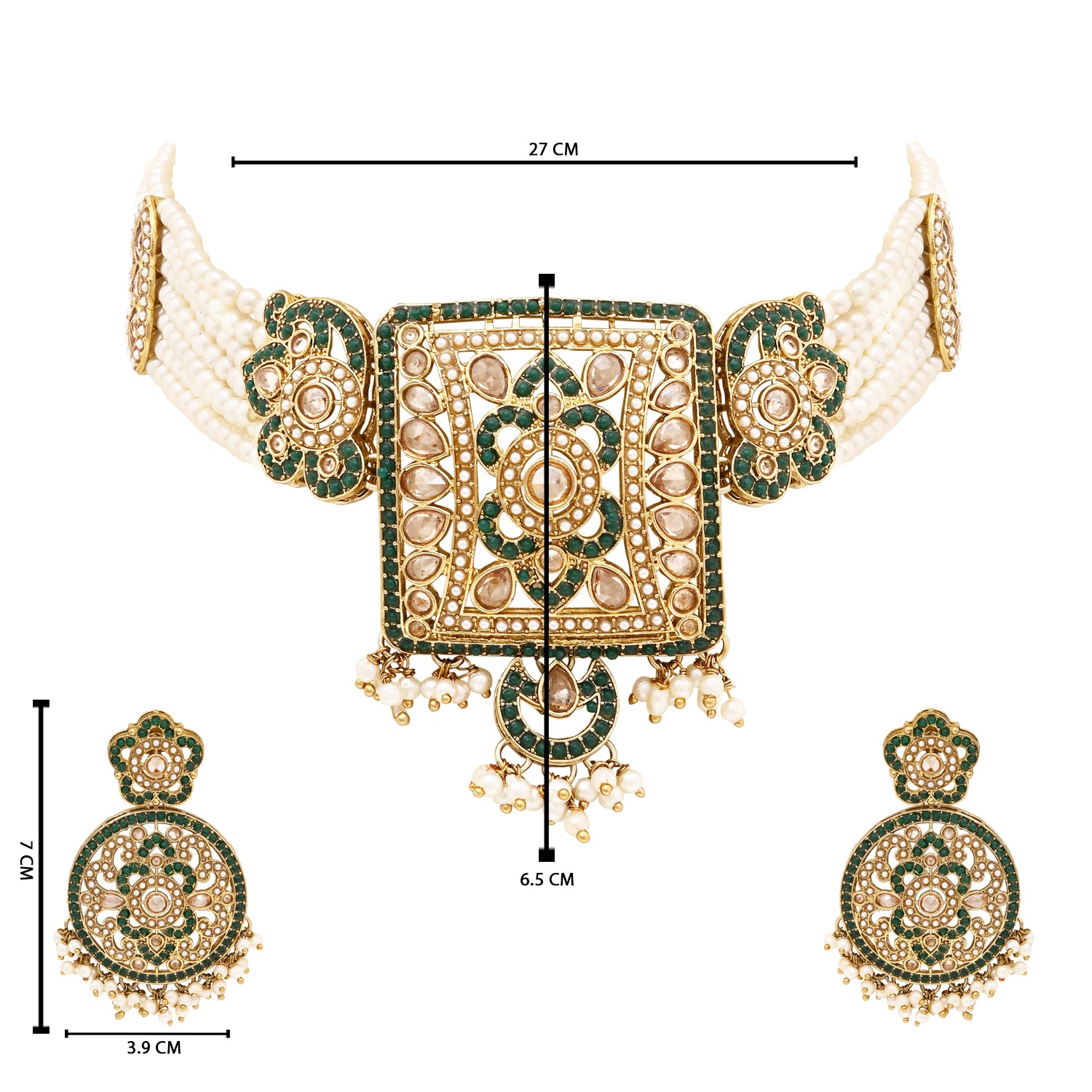 Pearl Choker with Antique Kundan Work- Festive Look