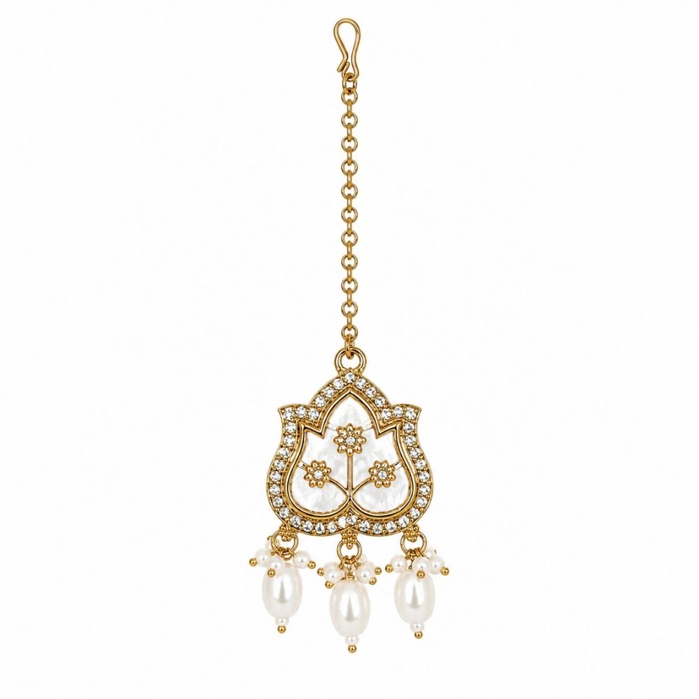 Aarshita- White Mother of Pearls Choker Necklace Set with Pearls