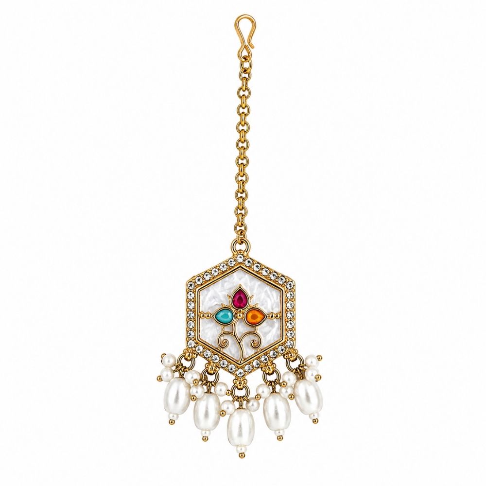 Shritika- Multi-Color Mother of Pearls Choker Necklace Set with Pearls
