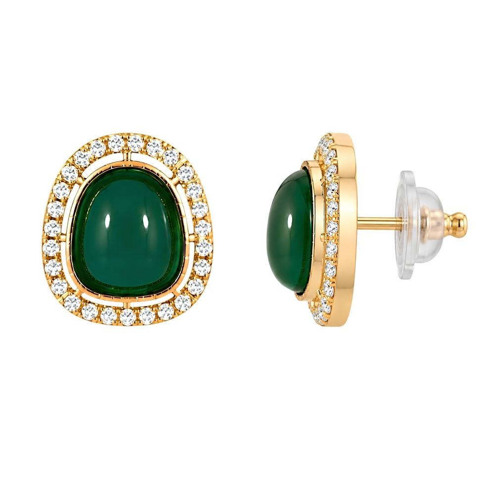 Ekashi- Green Stone Pearl Choker Necklace Set