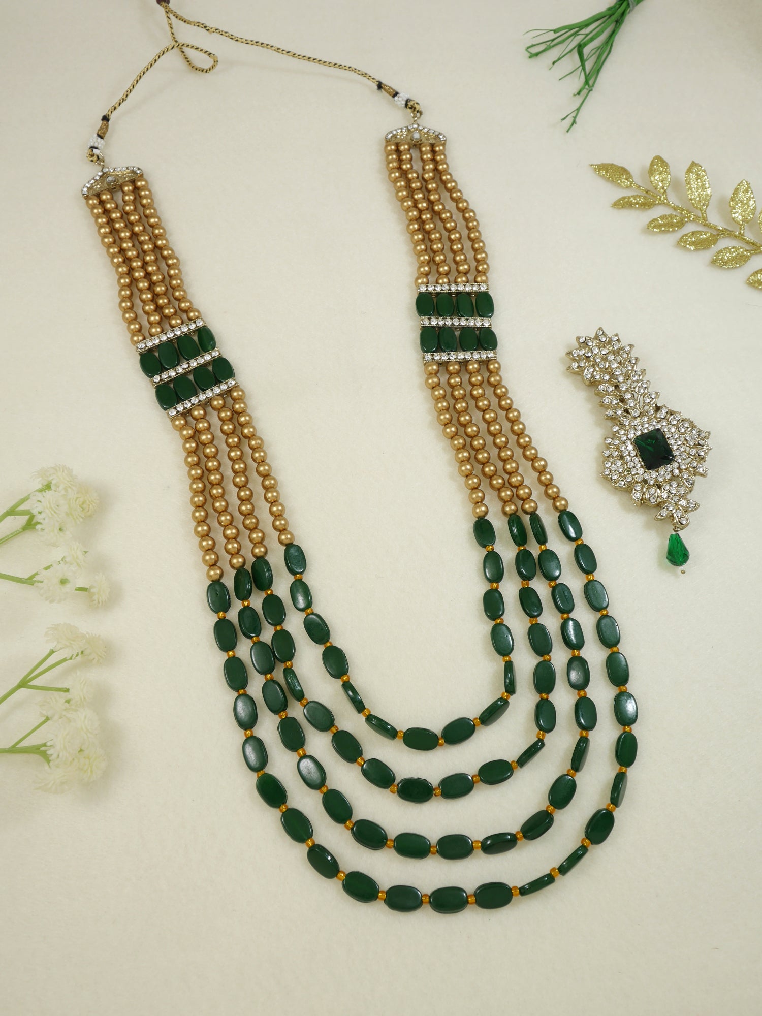 Pearl Multi-Layer Necklace Set with Statement Kalangi