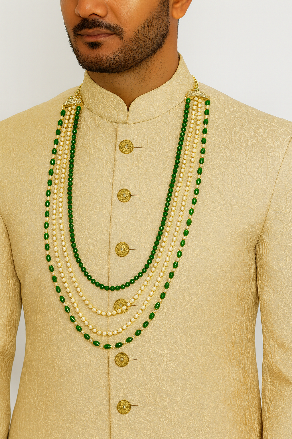 Aakarsh Green Necklace For Men