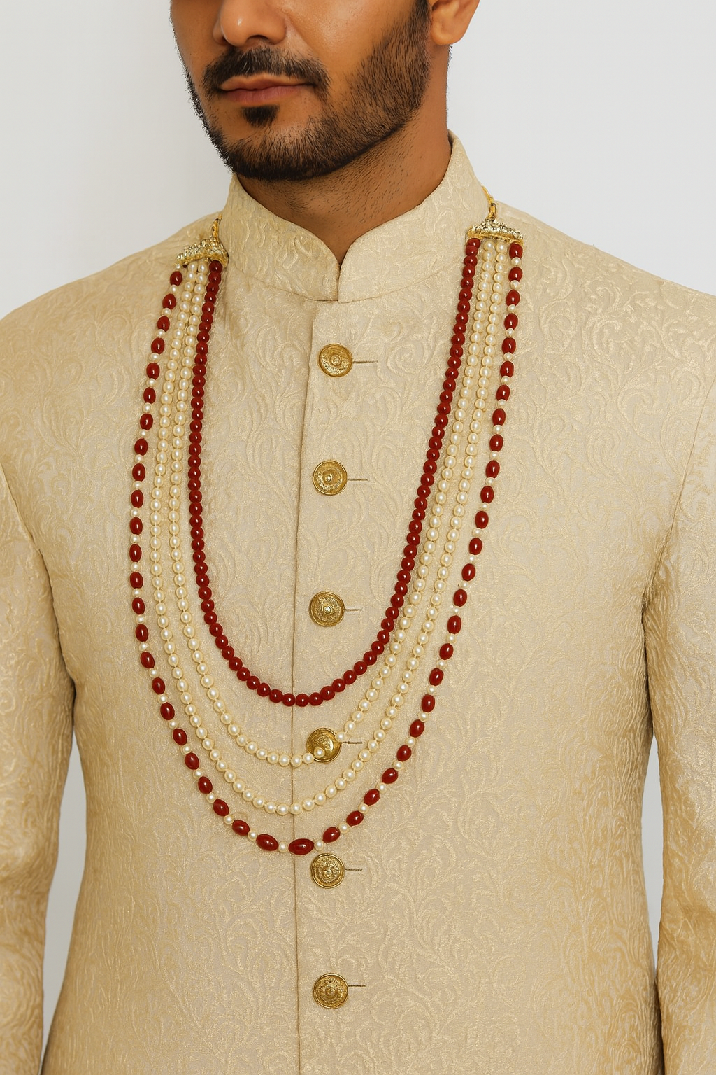 Aakarsh Maroon Necklace For Men