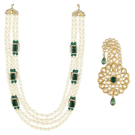 Traditional Pearl Mala & Kundan Kalangi