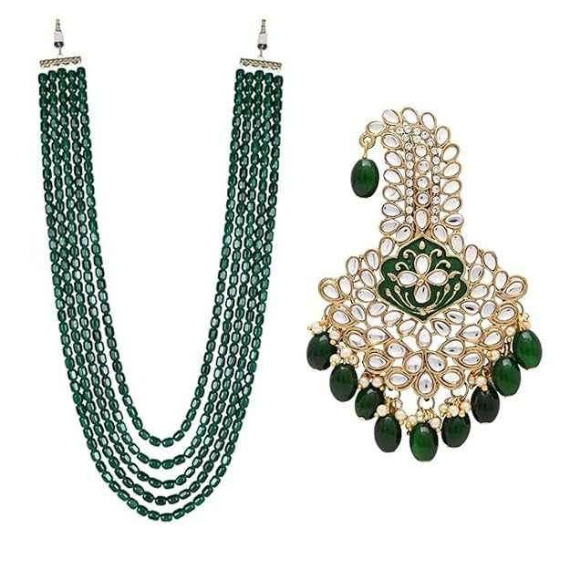 Classic Men’s Pearl Mala Enhanced with Kundan Work Kalangi