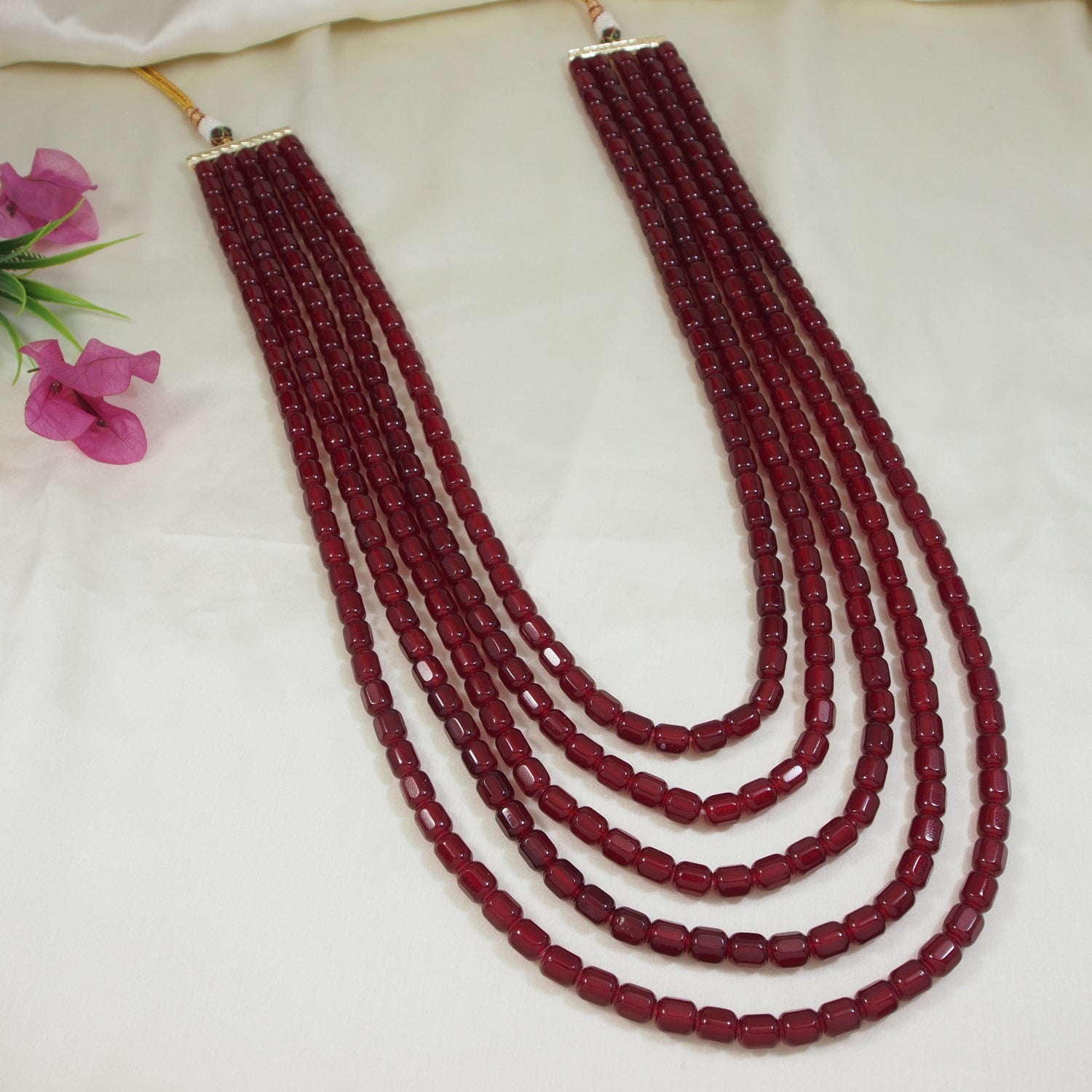 Kush Maroon Necklace For Men