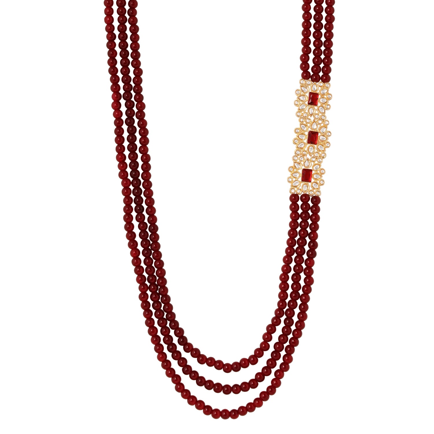 Shiv Maroon Necklace For Men