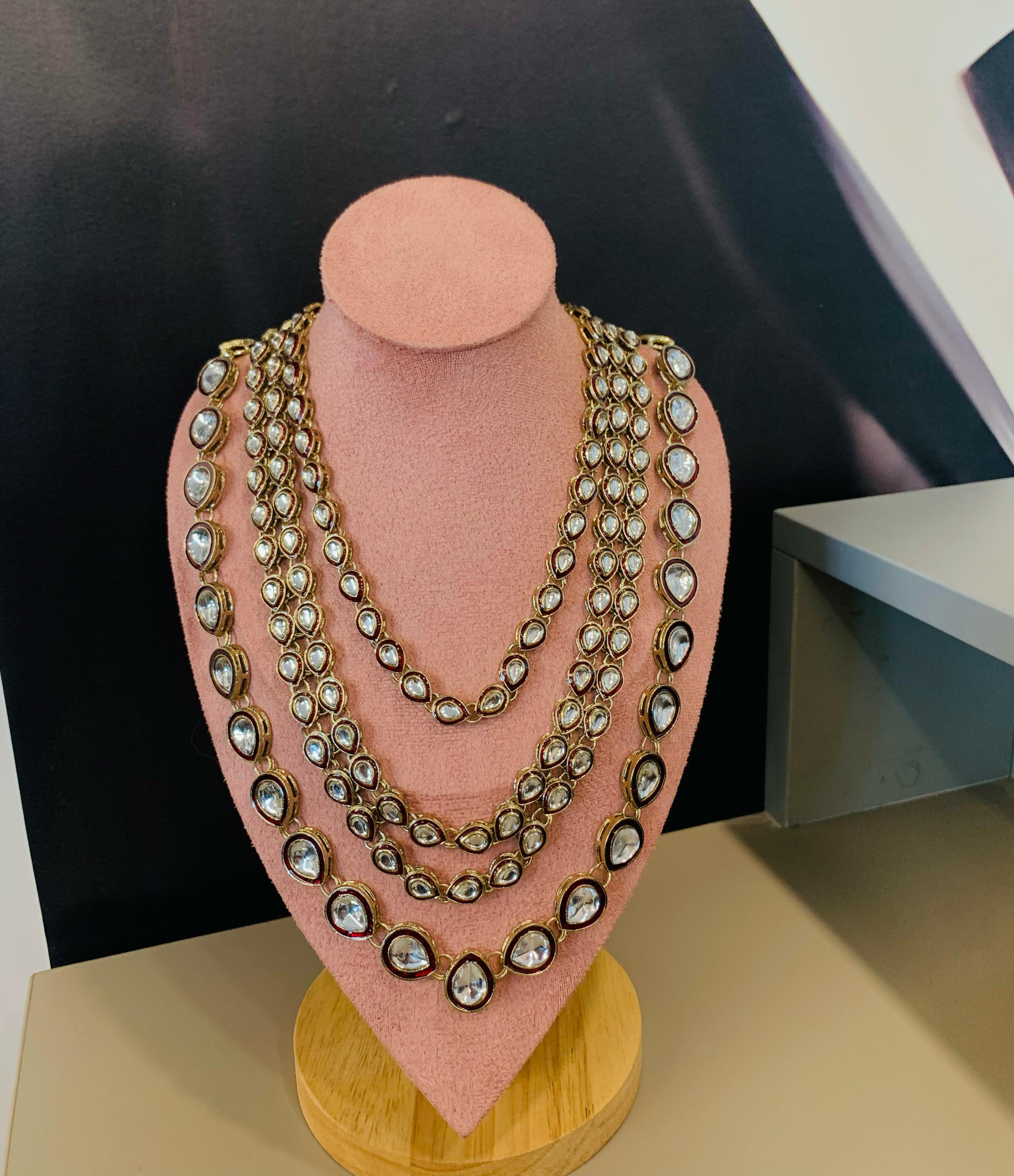 Jimish Maroon Necklace For Men