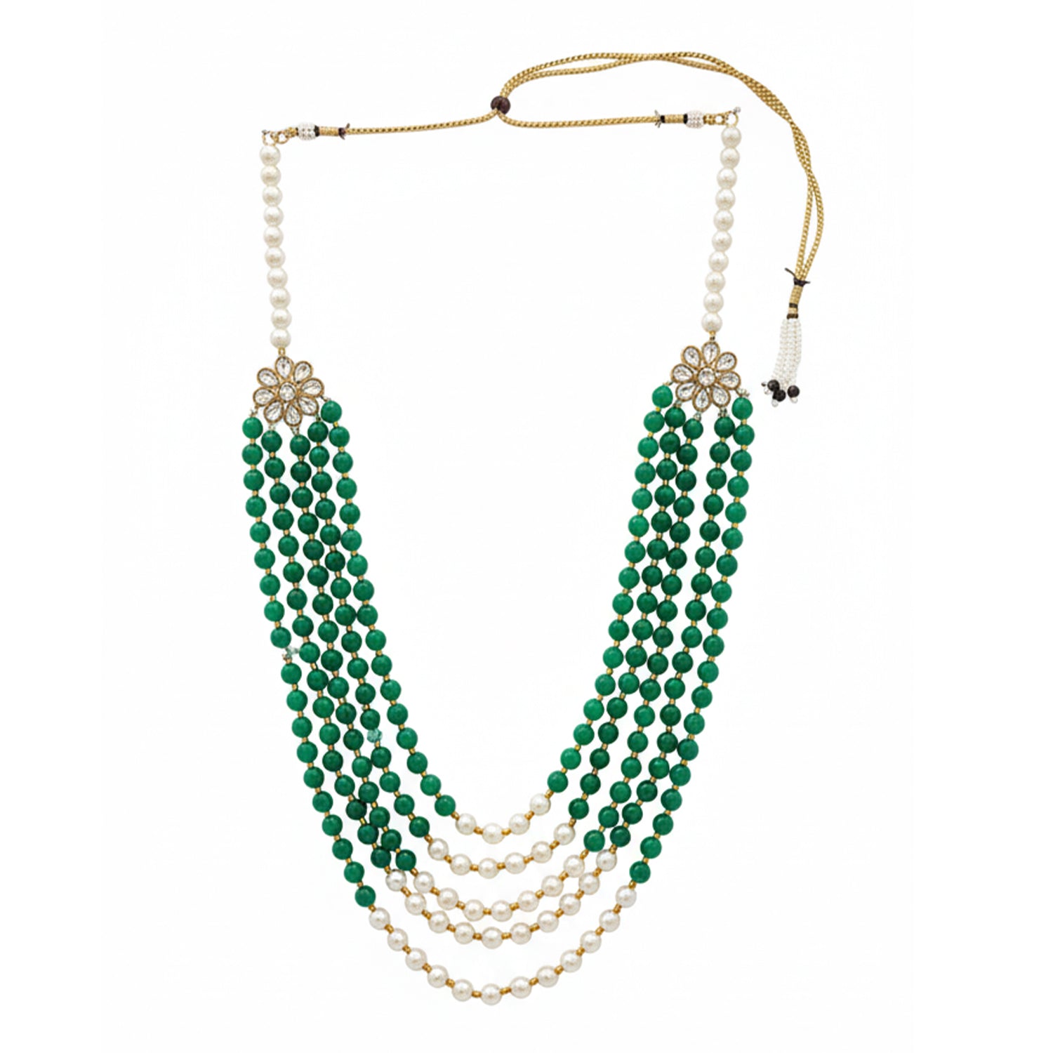 Rehan - Green Beaded Multi-Layer Mala Necklace