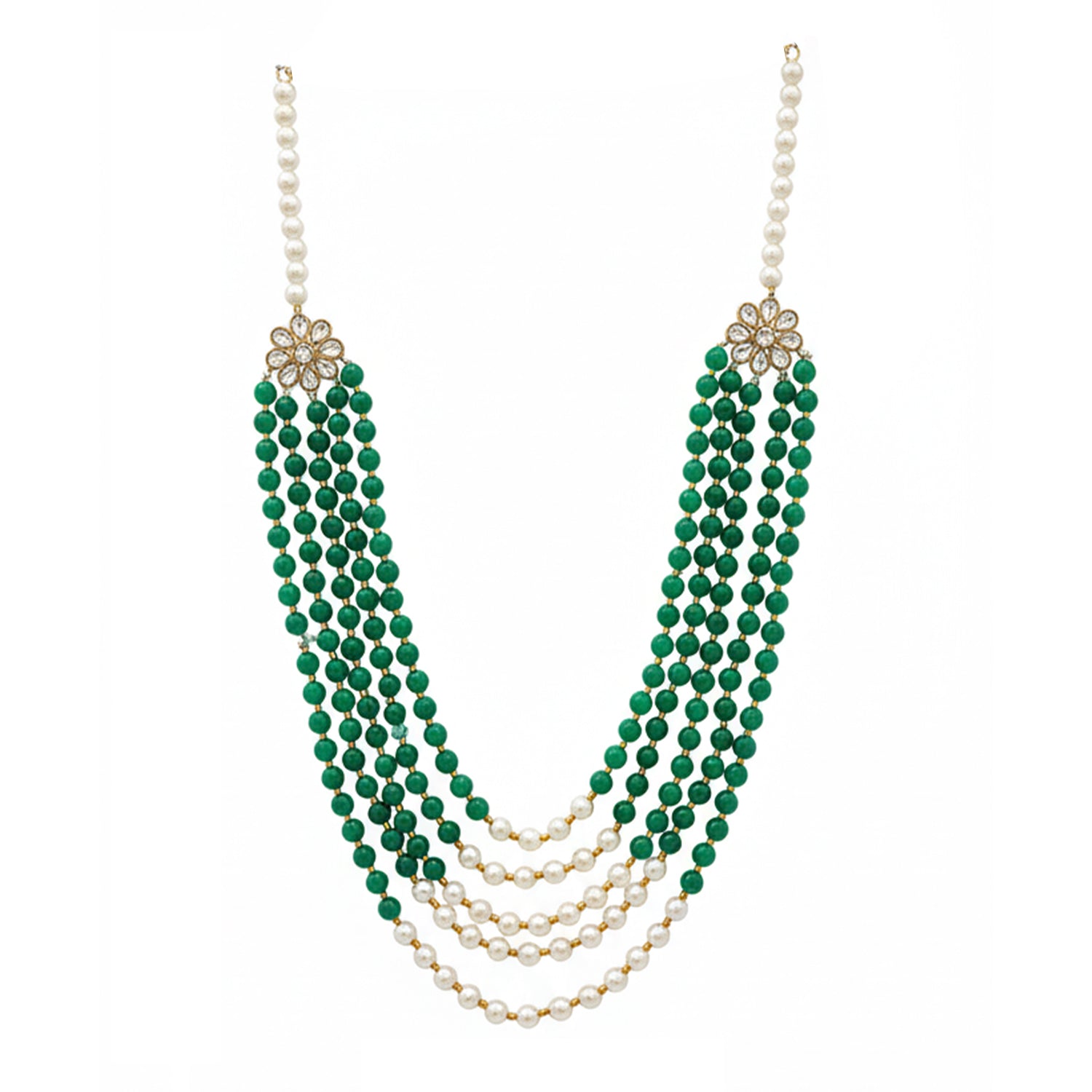 Rehan - Green Beaded Multi-Layer Mala Necklace