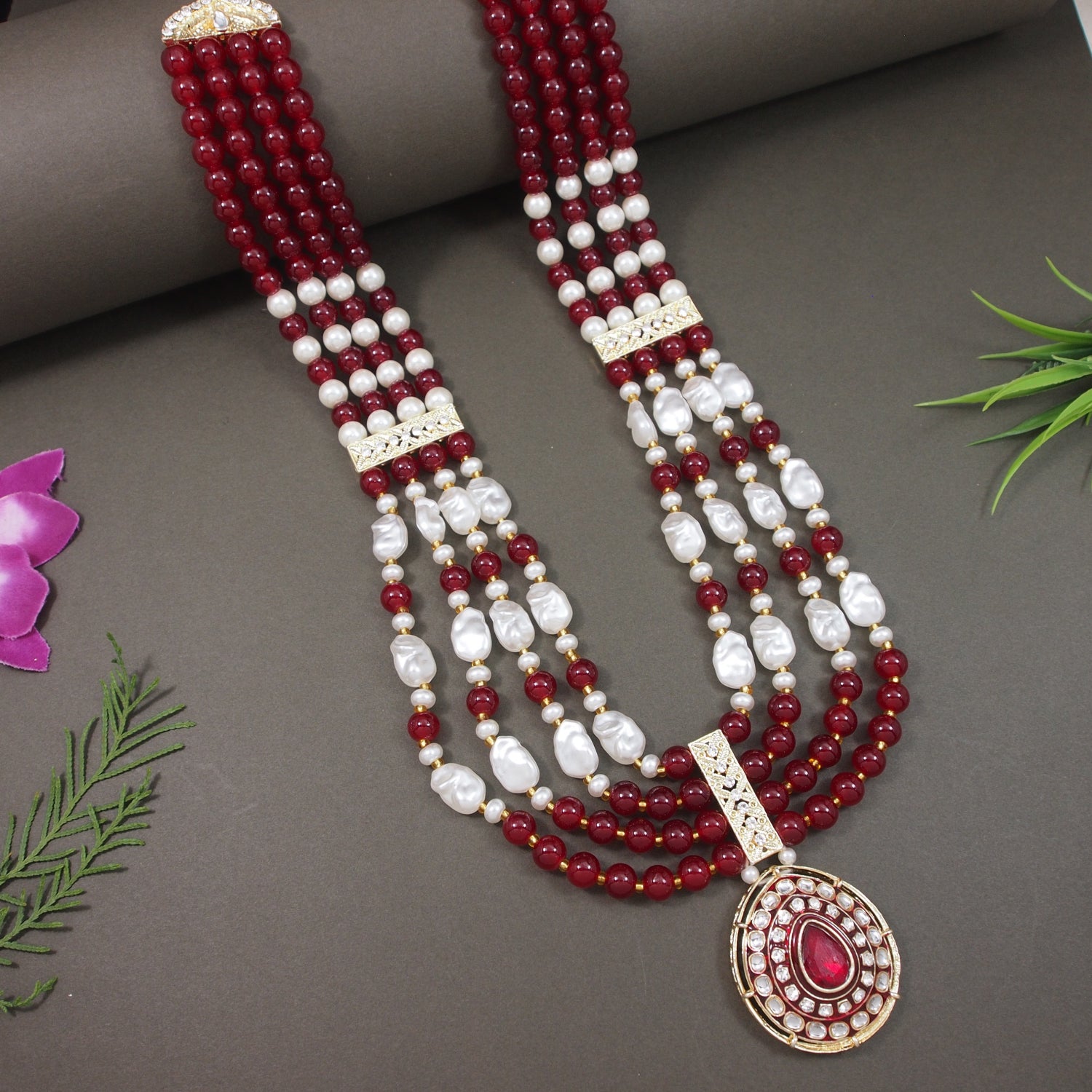 Advik - Maroon Necklace For Men