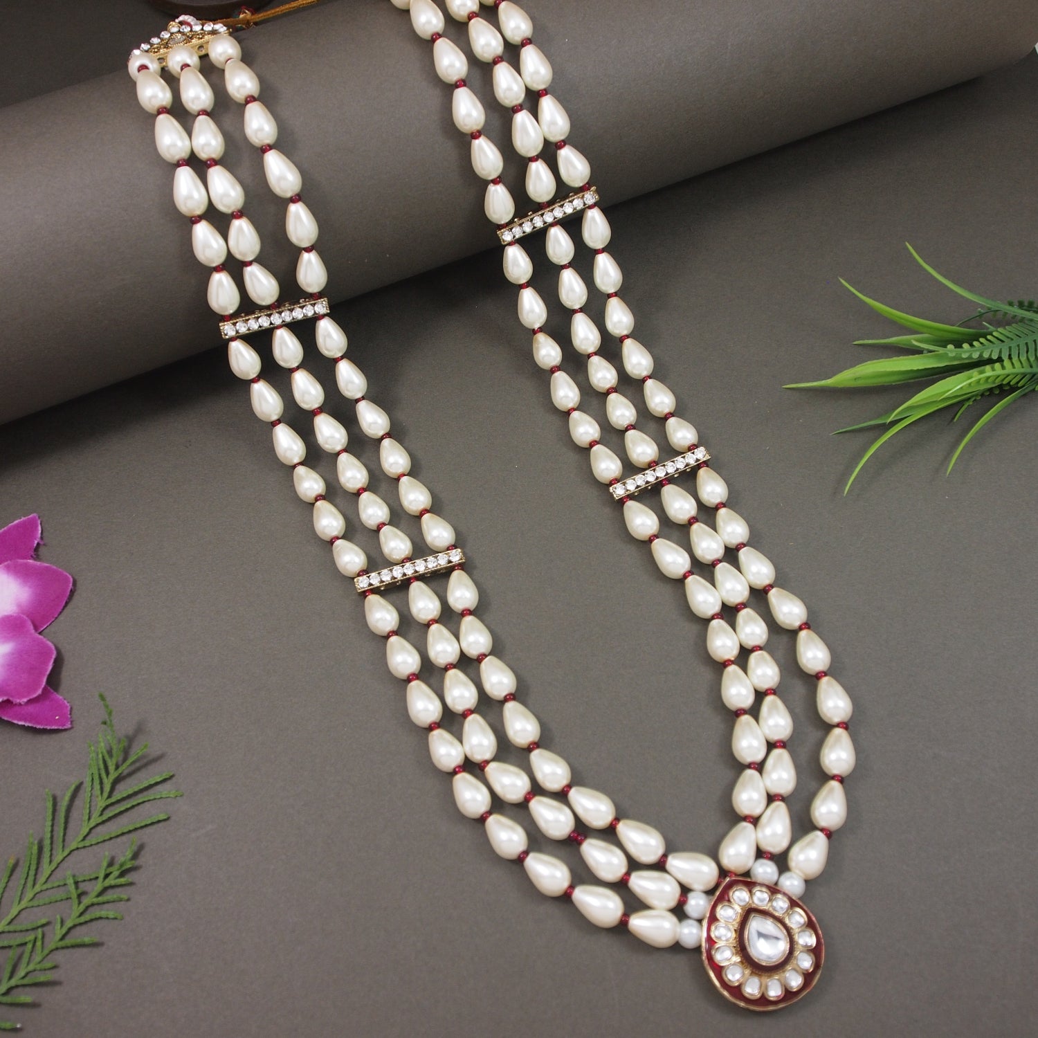 Darsh - Maroon Necklace For Men