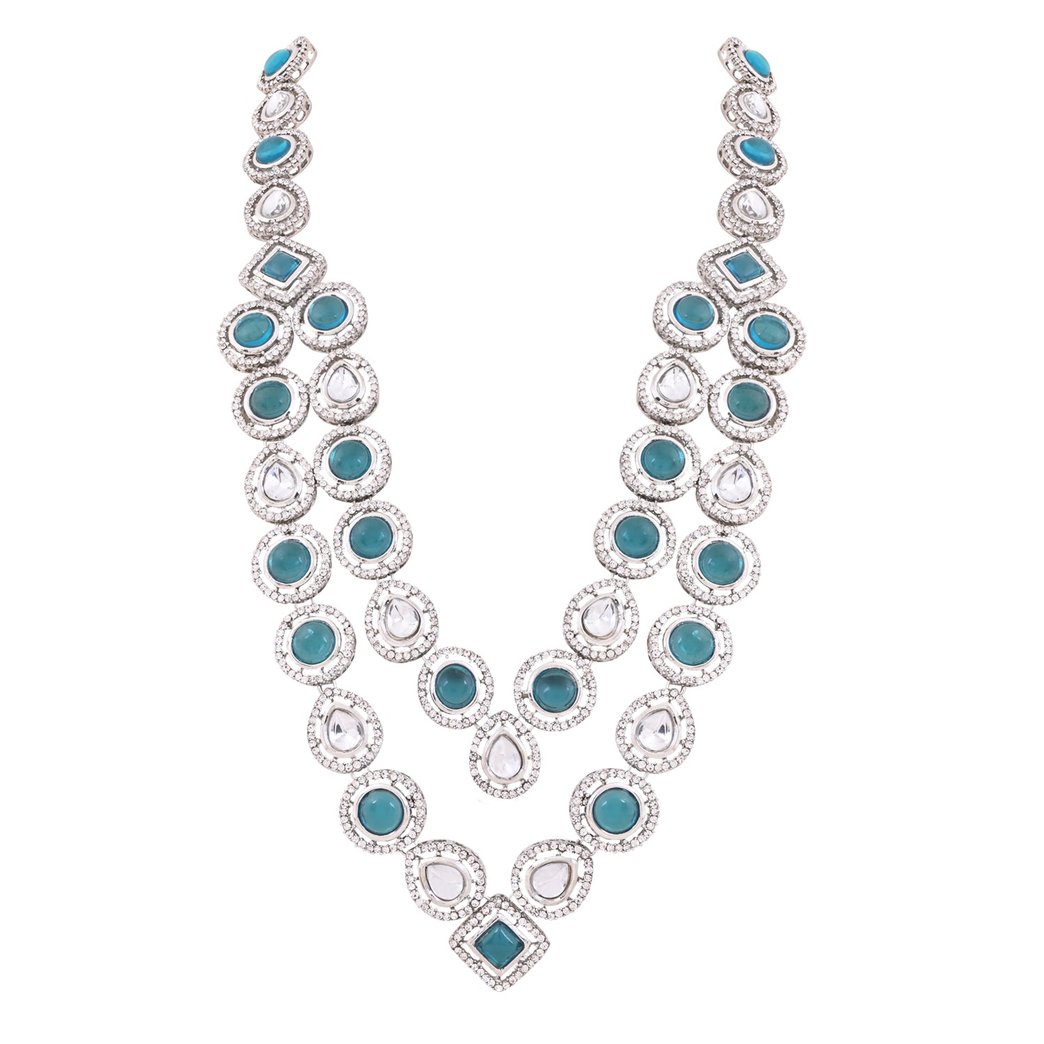 Ankit - Silver Green Kundan Mala