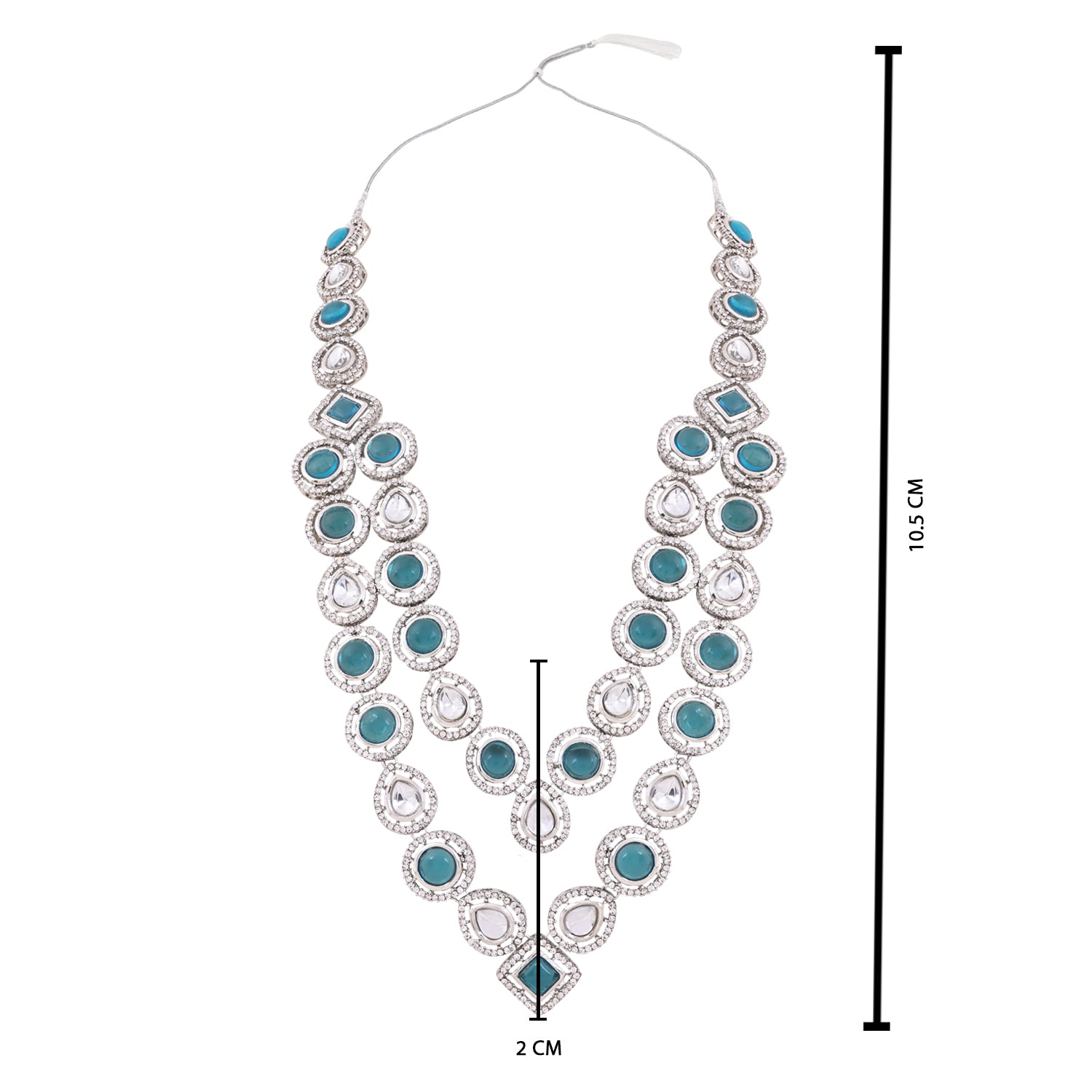 Ankit - Silver Green Kundan Mala