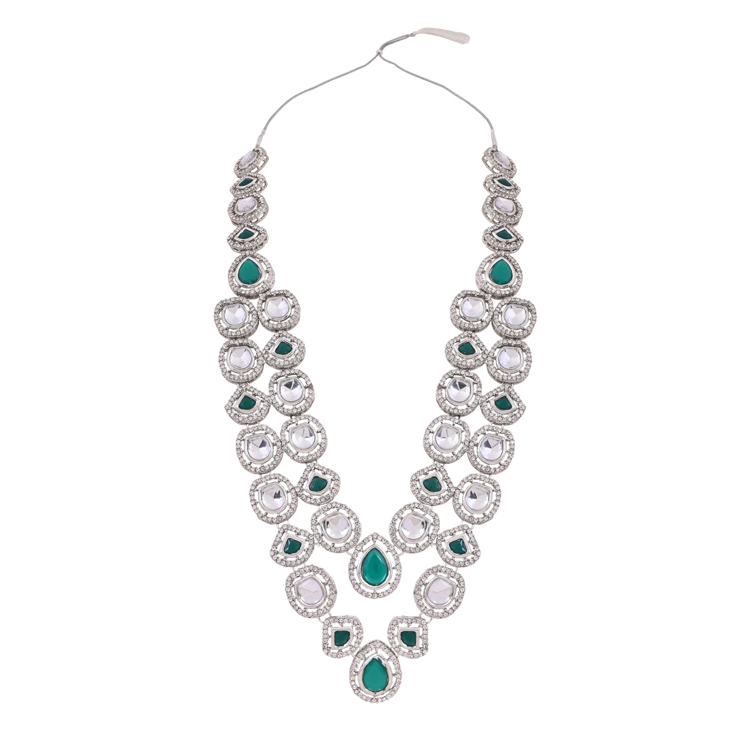 Zorav - Silver Green Kundan Mala